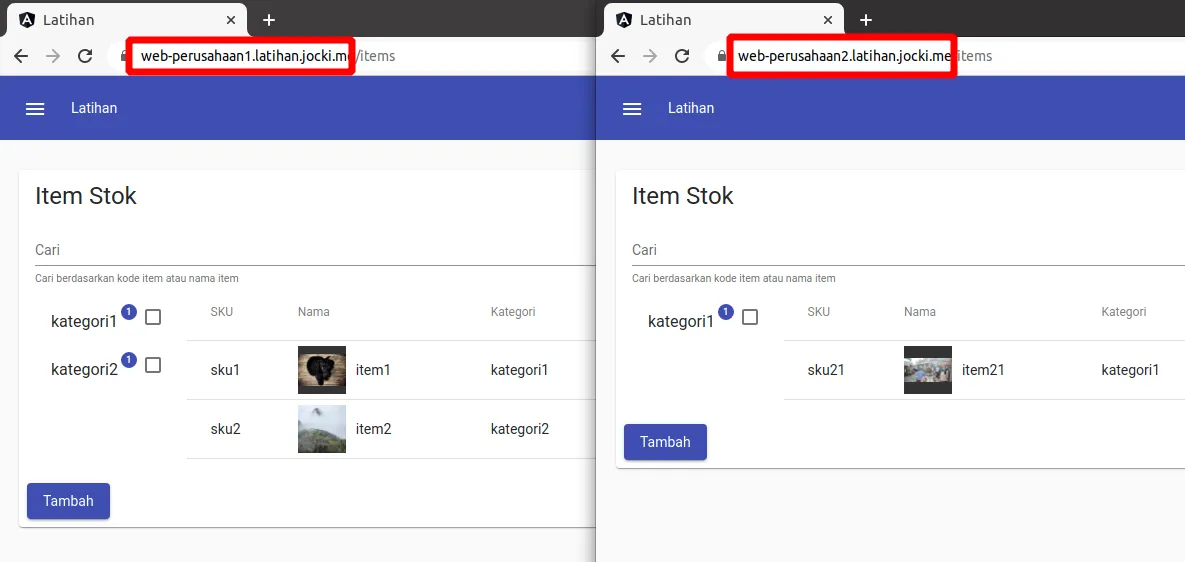 Dua Tenant Yang Berbeda