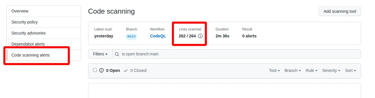 Tampilan Code Scanning Alerts Di Github