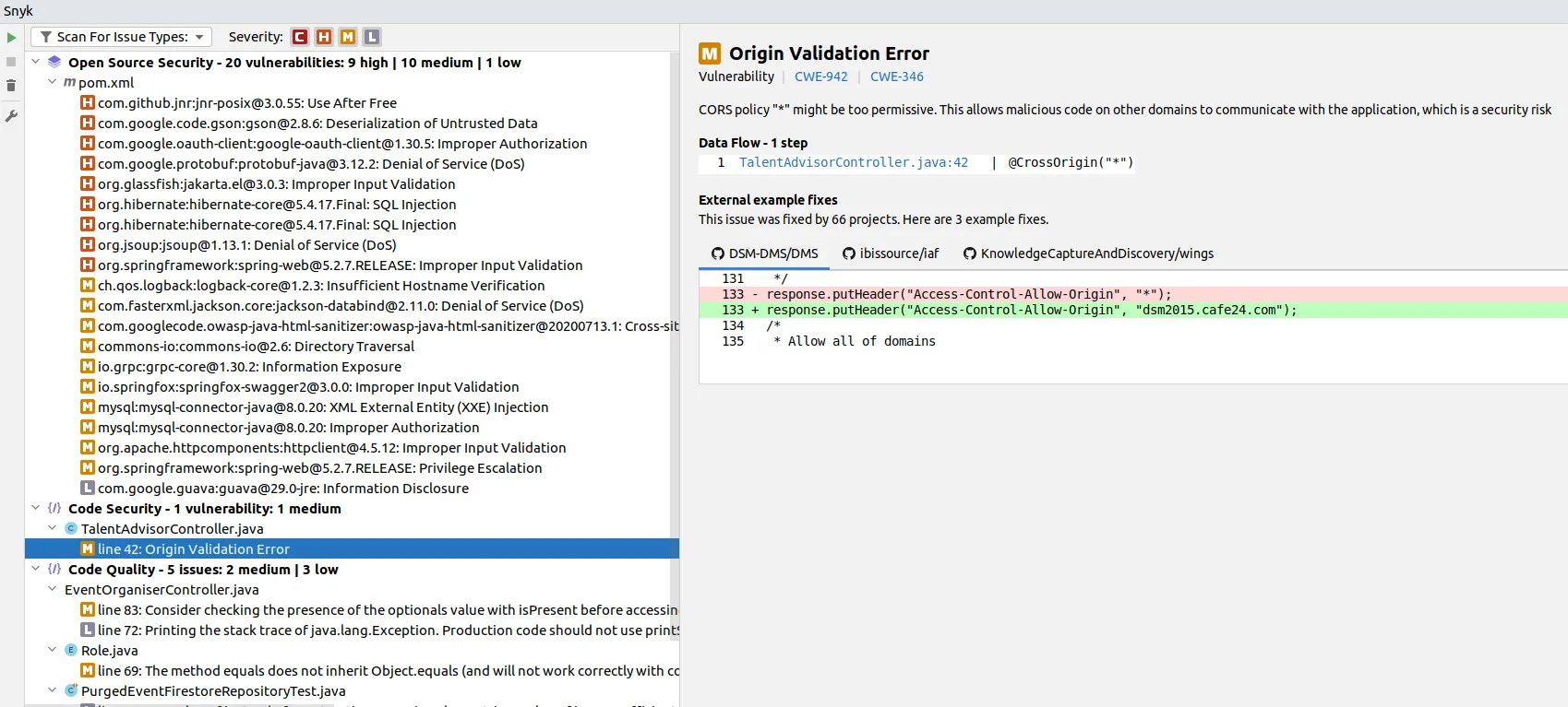 Tampilan Plugin Snyk Di IntelliJ IDEA