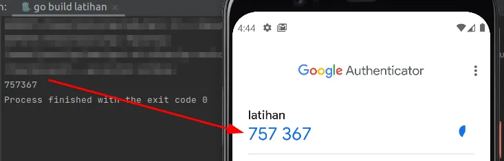 Perbandingan Hasil Kode Program dan Google Authenticator