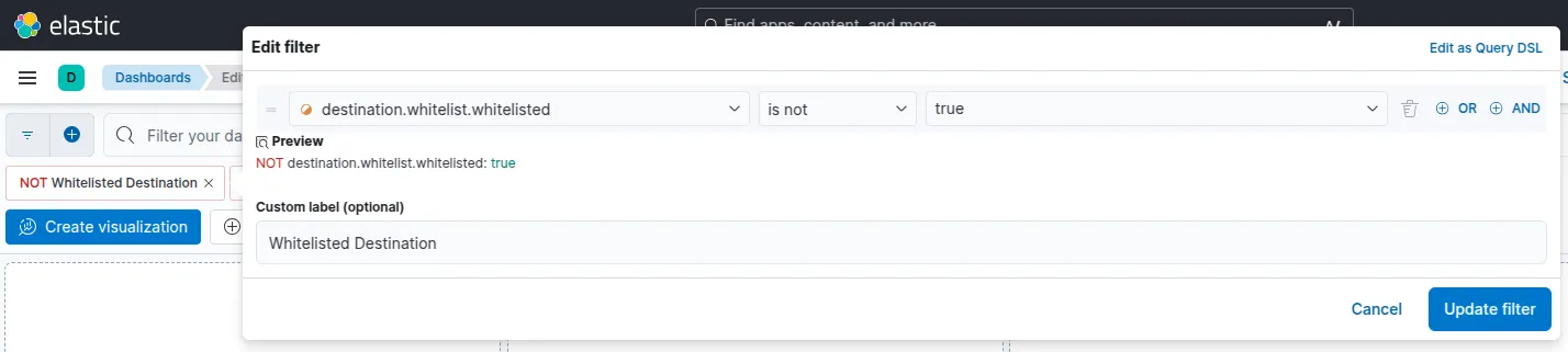 Membuat filter whitelist di Kibana